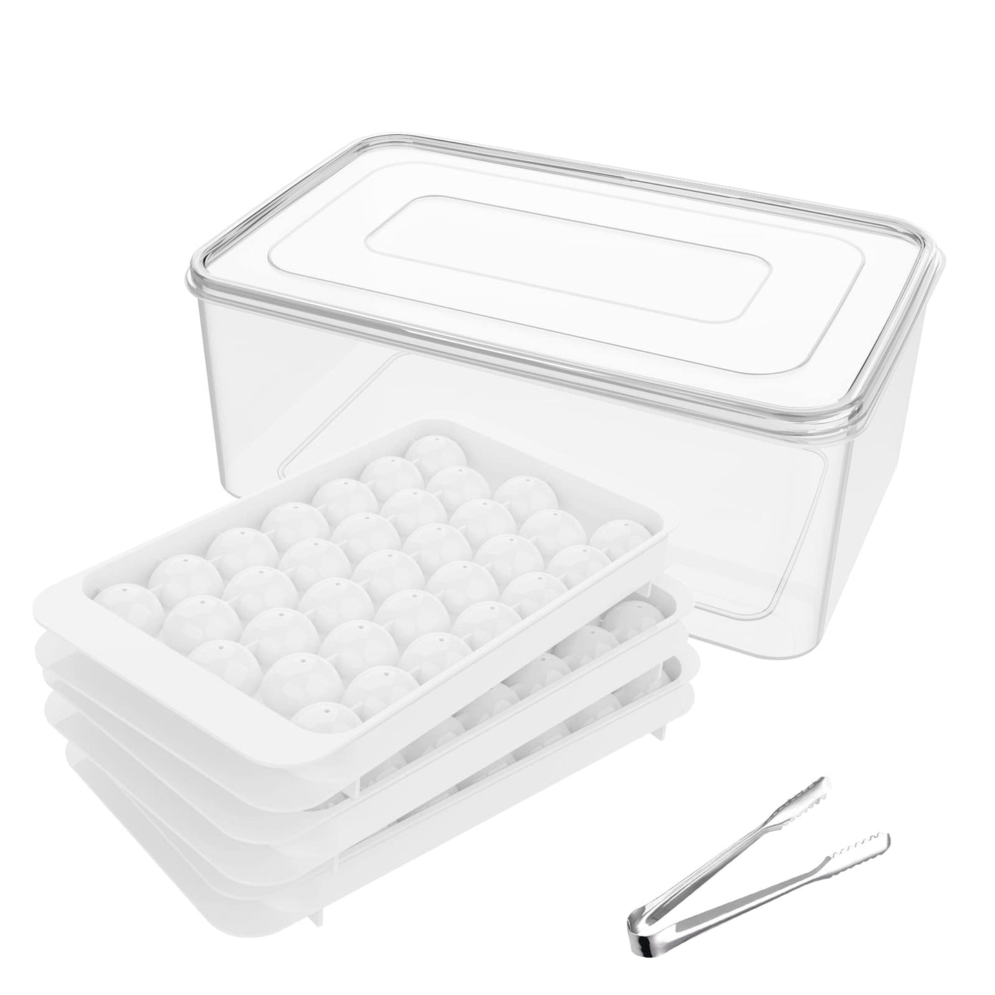 WIBIMEN Ice Cube Tray with Lid and Bin, 0.8" Round Ice Trays for Freezer