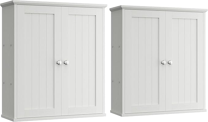 Shintenchi Bathroom Wall Medicine Cabinet with 2 Door, Bathroom Storage Organizer Over The Toilet,Space Saving Storage with 3-Tier Shelves,White