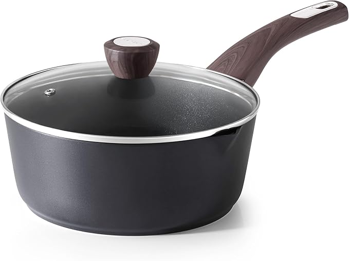 SENSARTE 1.5 & 2.5 Quart Sauce Pan Sets with Lid, Cooking Pots Set, Nonstick Saucepan Set with Pour Spout, Small Pot, Non toxic Saucepot, Induction Comptable, Sauciers, Easy to Clean, PFOA Free