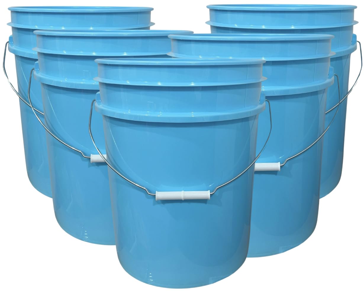 House Naturals 5 Gallon Premium HPDE Plastic Bucket - Made in USA Food Grade Container, BPA Free All Purpose Pail (5, Red)