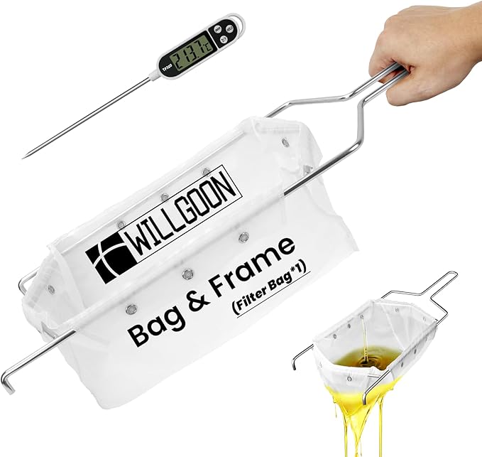Fryer Filter Bag & Frame Set, Reusable Oil Strainer for 70 lb Cooking Oil