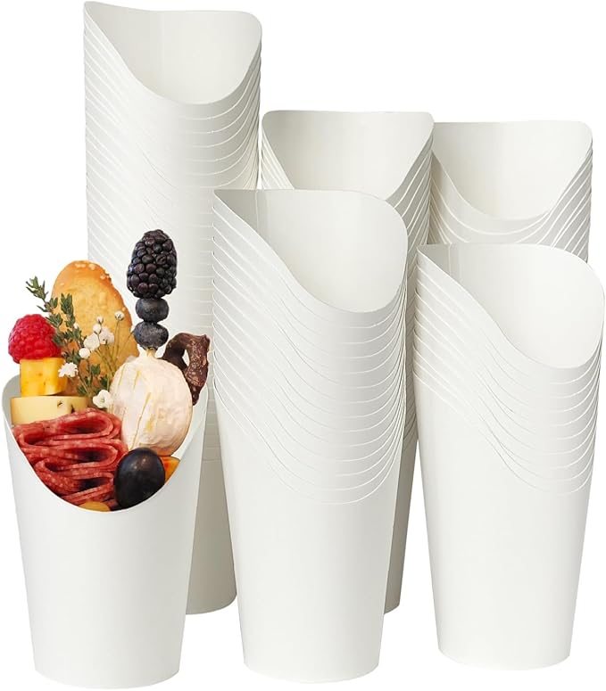 CAMKYDE 100 Pcs French Fries Holder, 12oz Disposable Paper French Fry Cups Black Charcuterie Cups for all Occasions (12oz, Black)