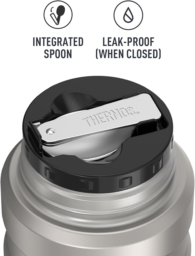 THERMOS Stainless King Vacuum-Insulated Food Jar with Spoon,16 Ounce,Matte Stainless Steel,(Pack of 4)