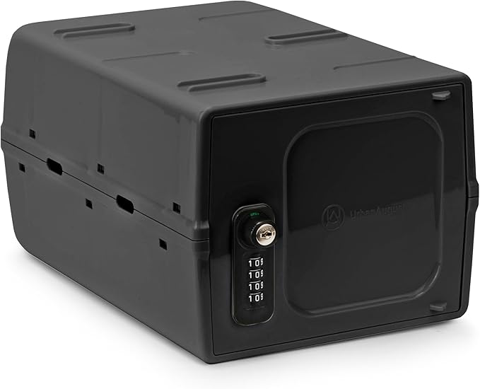 Urban August Dual Combination & Keyed Lockbox - Lockable Box for Everyday Use - Multi-Purpose lock for Home & Office Safety - Made of Industrial-Grade Plastic - One Size (Graphite)
