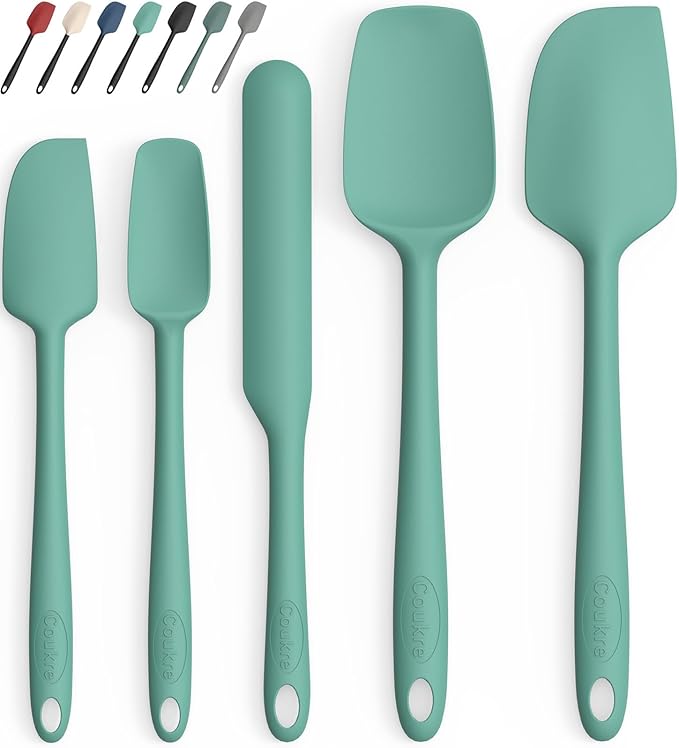 Coukre Silicone Spatula Set of 5,High Temperature Resistant, Food Grade Silicone, Dishwasher Safe, for Baking, Cooking (Pure Colorful A)