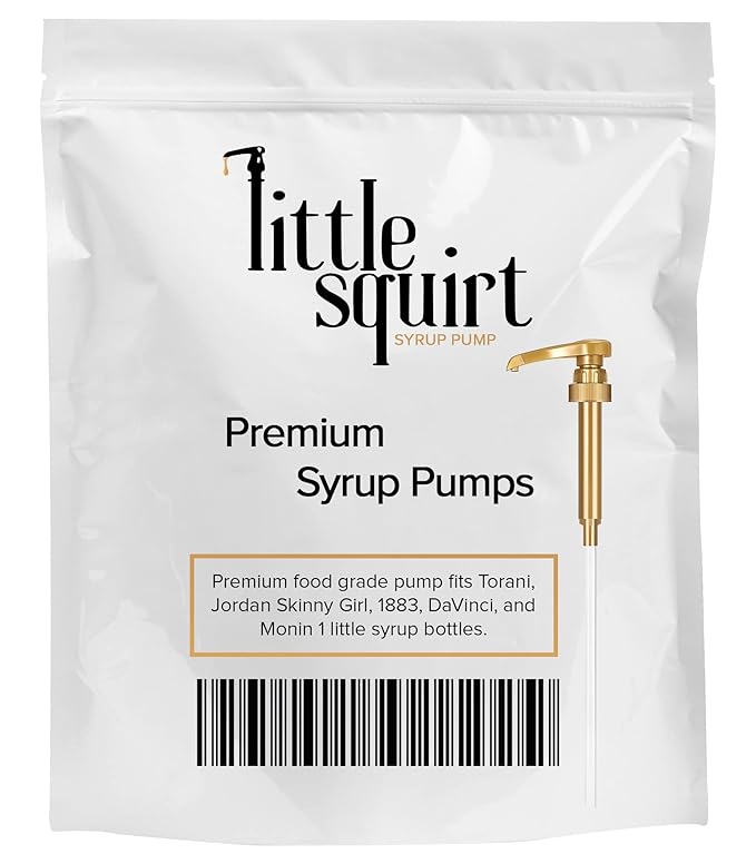 6-Pack Little Squirt Gold Coffee Syrup Pump Dispenser – Fits 750ml (25.4oz) Bottles