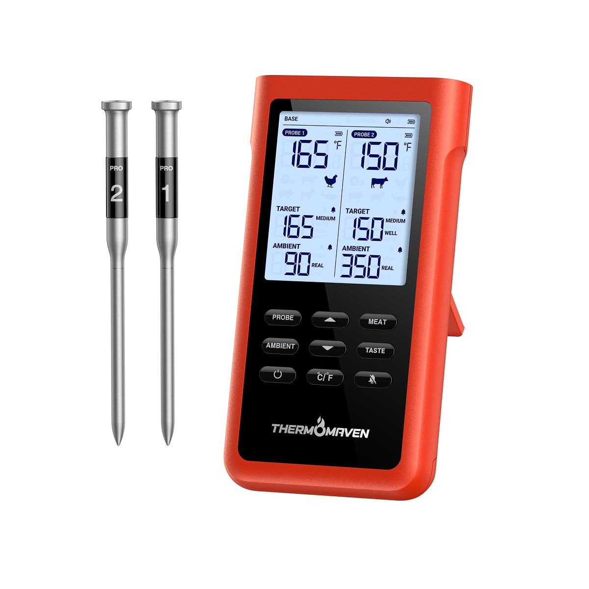 ThermoMaven 3000FT Wireless Meat Thermometer, No App Needed, 2 Probes