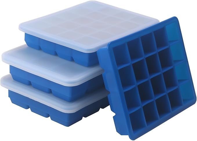 1 Tbsp & 2 Tbsp Silicone Freezer Molds - Perfect for Storing Garlic, Herbs, Ginger, Pesto, Tomato Paste, Lemon Juice,Vegetable Purees,Purees and More - Silicone Food Freezer Tray (Blue 2 Pack)
