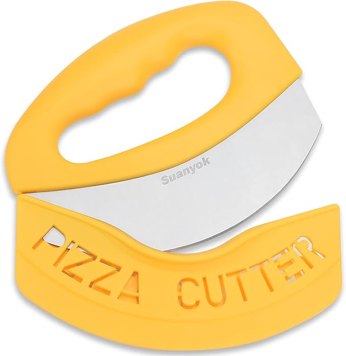 Suanyok Pizza Cutter Stainless Steel Rocker Blade with Cover(Gray)