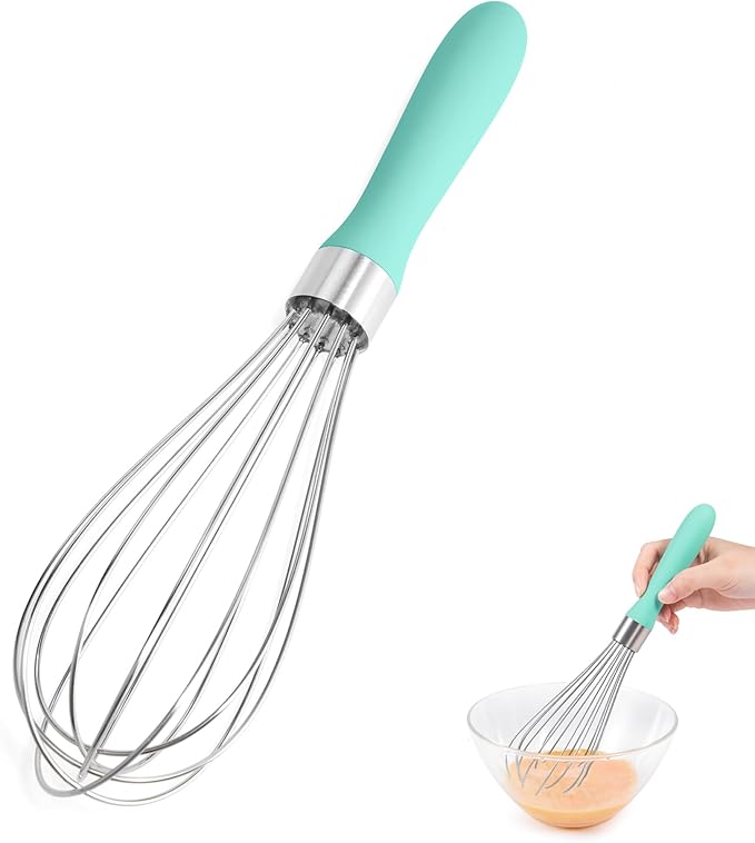 Doosu 18/8 Stainless Steel Balloon Whisk for Cooking (12 Wires, Red)