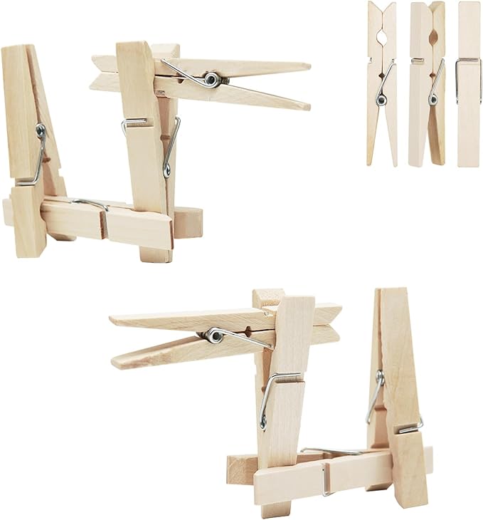Wooden Clothes Pins,50 Pack, 2.9 Inch, Large Natural Birchwood Rust, Moisture Resistant Clothes Pegs, Heavy Duty Clothespins,Clothes Pins for Craft, Clips for Pictures