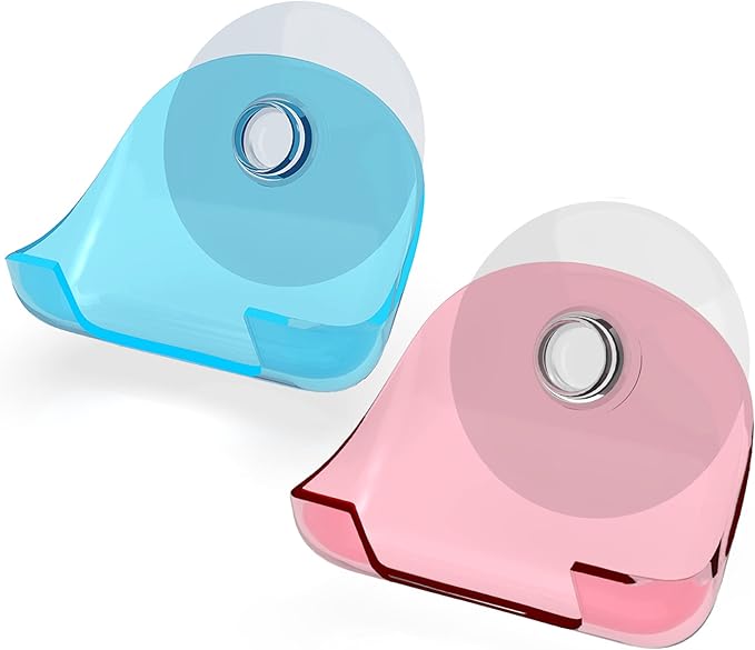 kwmobile 2x Razor Holder with Suction Cup - Self-Adhesive Shaver Wall Mount - Bathroom Organizer for Glass and Tiles - Red/Light Blue/Transparent