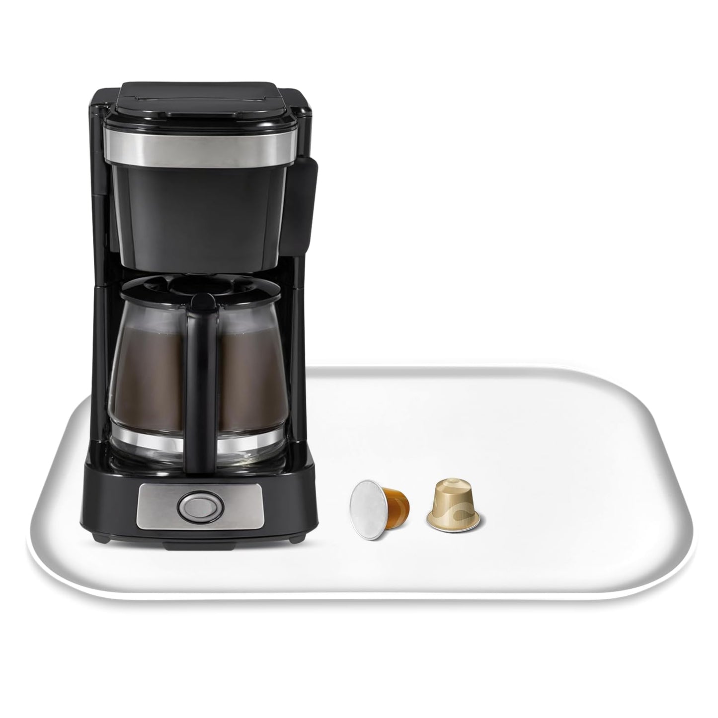 Silicone Coffee Maker Mat with Lip for Countertops, 24'' x 16'', Grey