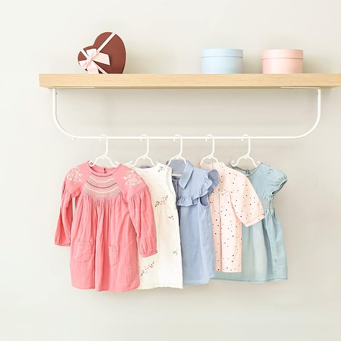 HOUSE DAY Baby Hangers 100 Pack - Durable Plastic Infant & Kids Clothes Hangers, Thin Compact Space-Saving Design for Nursery/Children's Closet, Toddler Small Hangers White (Infant/Baby/Toddler/Kids)