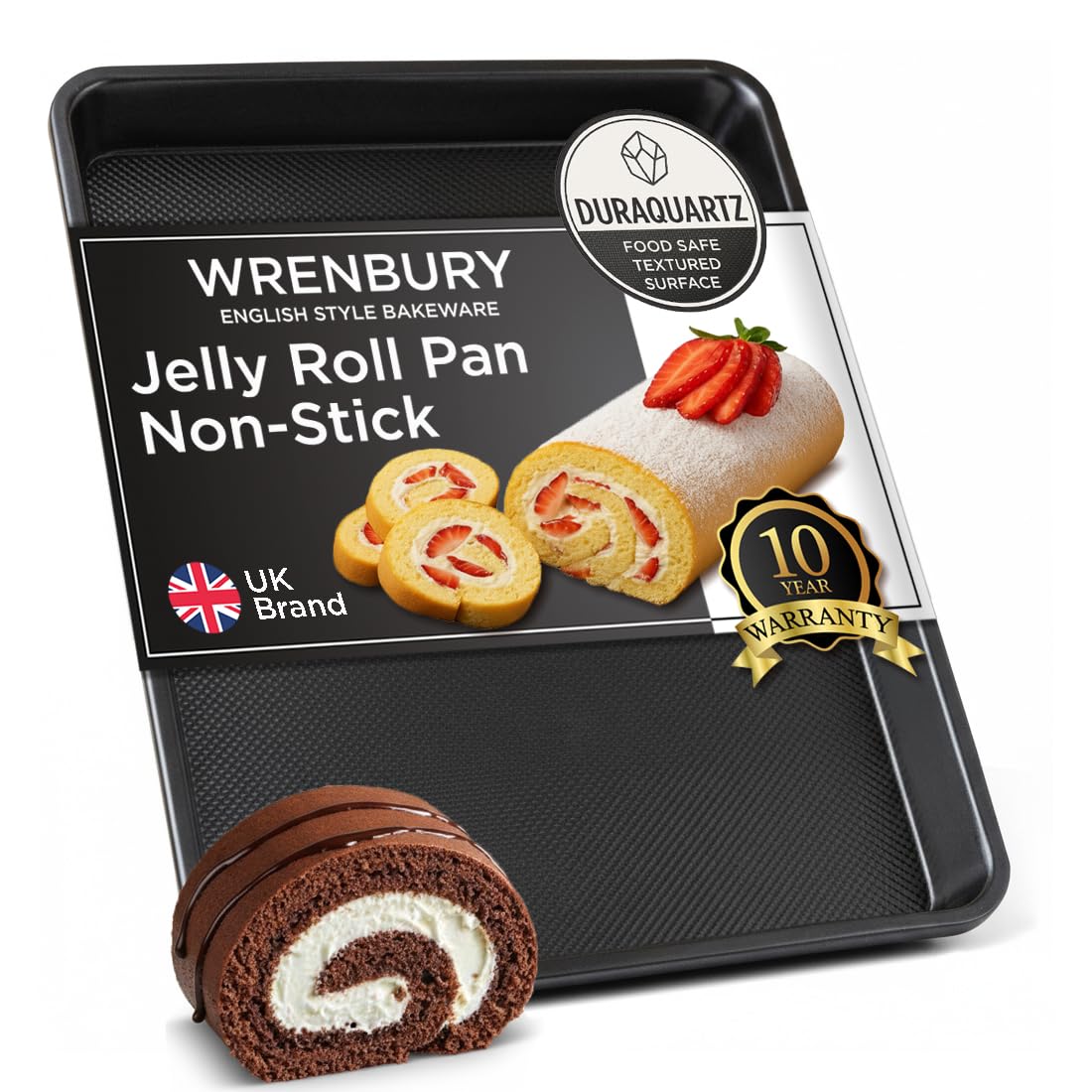 Wrenbury Jelly Roll Pan 15x10 Set of 2 - Non-Stick Baking Sheet Food Safe