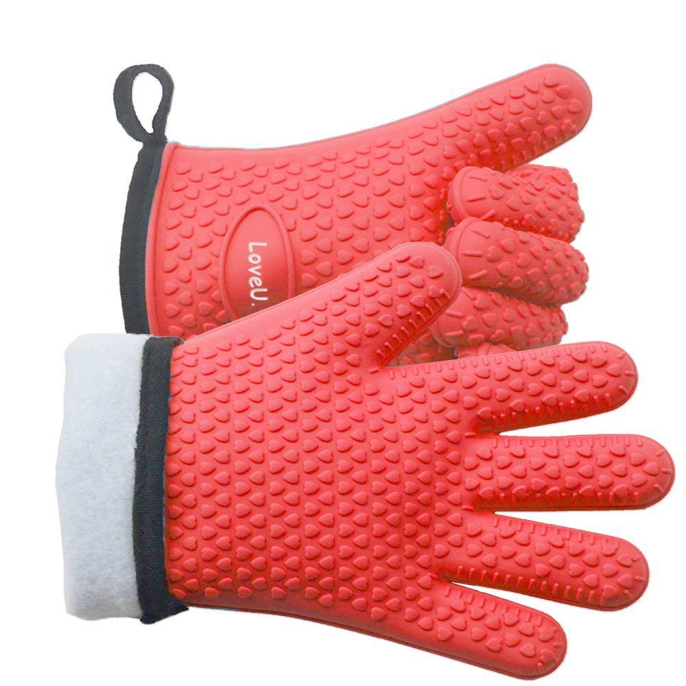 Silicone Oven Mitts Gloves - Heat Resistant, Non-Slip for BBQ, Grilling
