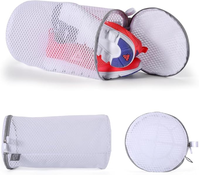 Kimmama Shoe Washing Machine Bag, Shoe Bag for Washing Machine, Mesh Laundry Bags for Sneakers, Footwear, Trainers, Slippers, Honeycomb Net, Grey Zipper, 7x15"