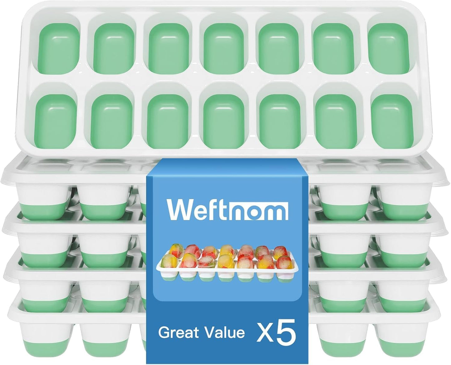 Ice Cube Tray, Ice Cube Trays for Freezer 3 Pack with Lids, Ice Tray Easy-Release, Ice Trays for Freezer Stackable, Silicone Ice Cube Tray for Drinks, Coffee - BPA-Free and Odor-Free