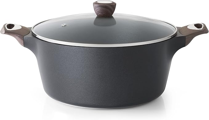 SENSARTE Nonstick Stock Pot with Lid, 2.6/4.5/6.6/8.5/11 QT Soup Pot Casserole Pot, Healthy Pasta Pot, Large Deep Cooking Pot, Big Sauce Pot Stew Pot, Induction Compatible, PFOA PFOS APEO Free, Black