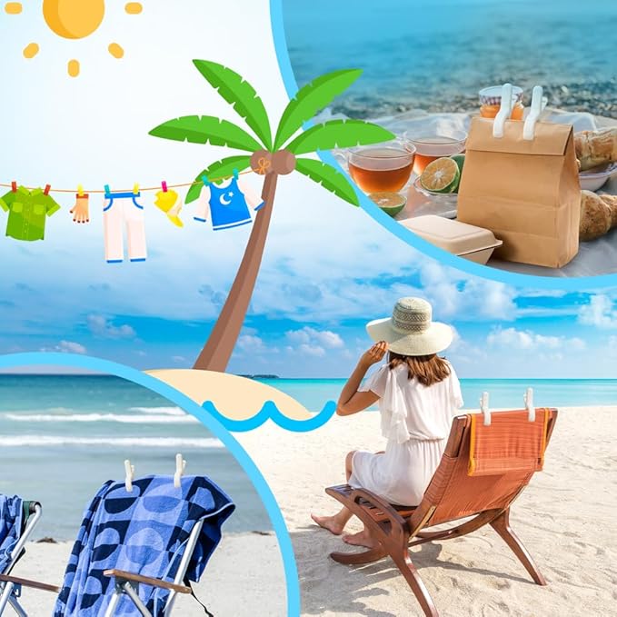 Beach Towel Clips for Chairs Cruise-Clothespins 12 pcs Heavy Duty Laundry Clamps Clothes Pegs Chair Clips Towel Holder Windproof Clothes Pins for Lounge Chair 3 Colors