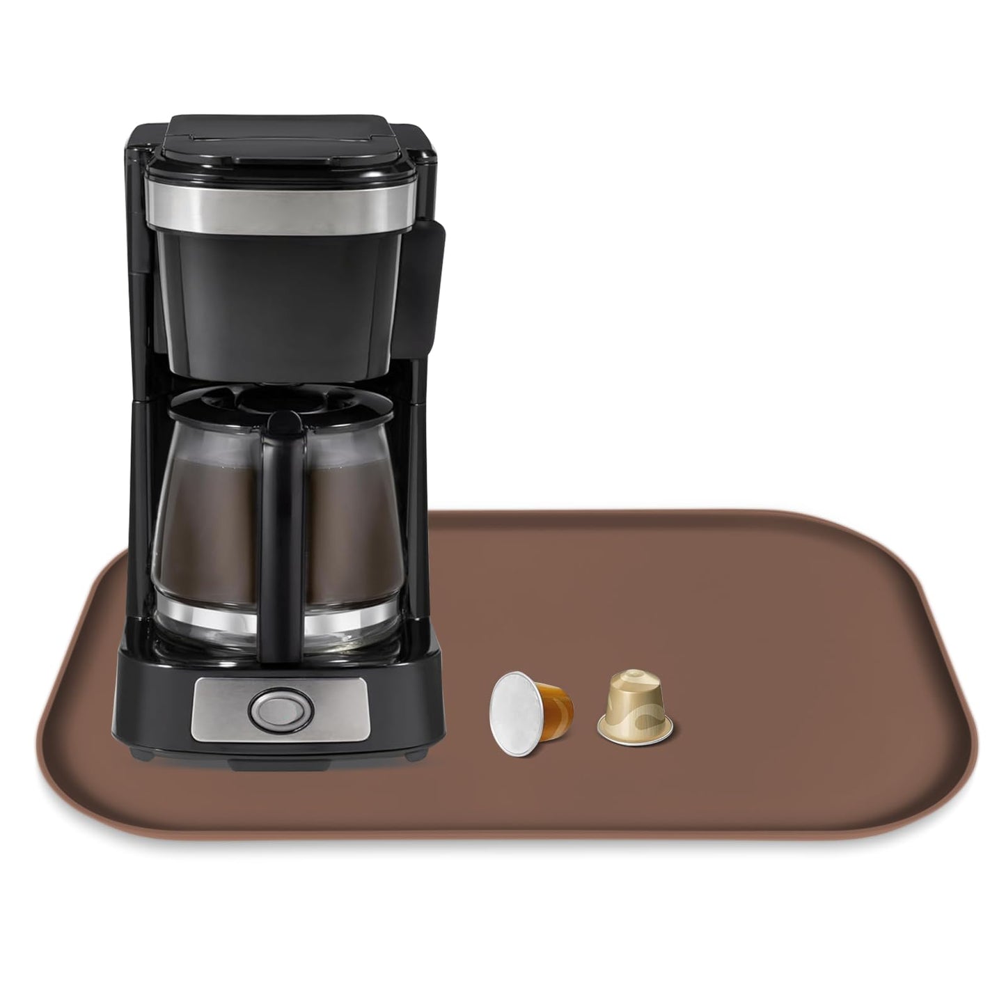 Silicone Coffee Maker Mat with Lip for Countertops, 24'' x 16'', Grey