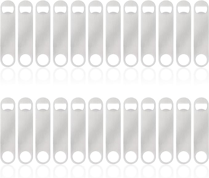 Ohiyoo 24 Pack Flat Beer Bottle Opener 7 inch Heavy Duty Stainless Steel Flat Bottle Opener Metal Beer Bottle Openers Black Beer Openers for Bartender Kitchen Bar or Restaurant (Black, 7 inch)