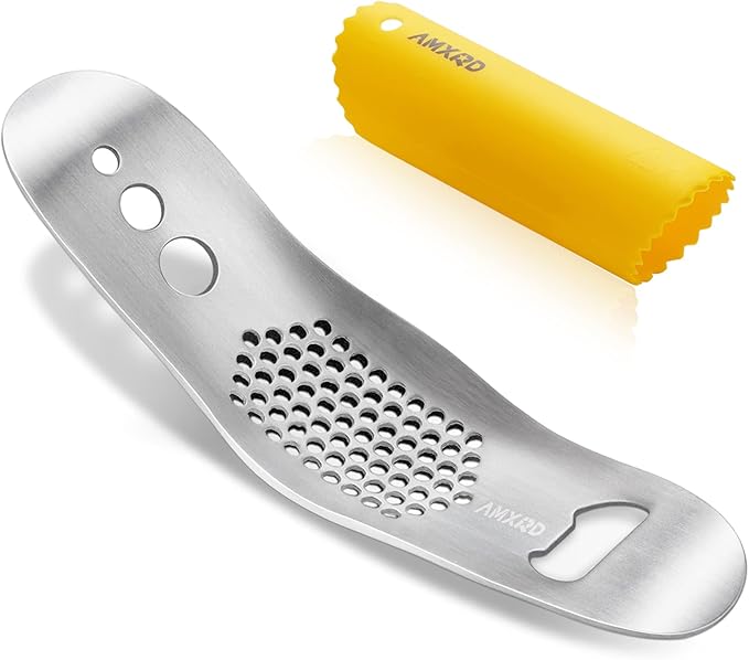 AMXRD Stainless Steel Garlic Press Rocker & Silicone Peeler