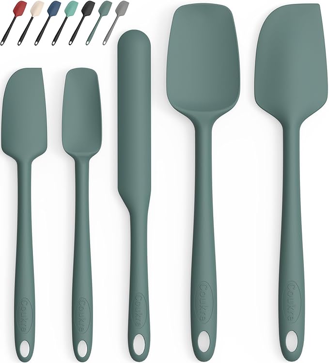 Coukre Silicone Spatula Set of 5,High Temperature Resistant, Food Grade Silicone, Dishwasher Safe, for Baking, Cooking (Pure Colorful A)