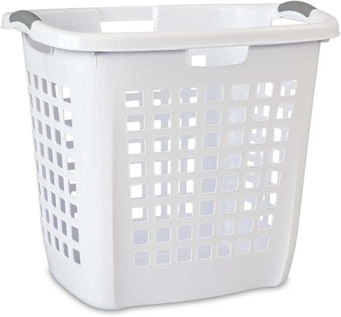 Sterilite Ultra Easy Carry Laundry Hamper, Comfort Handles to Easily Carry Clothes Between the Bedroom and Laundry Room, Plastic, White, 8-Pack