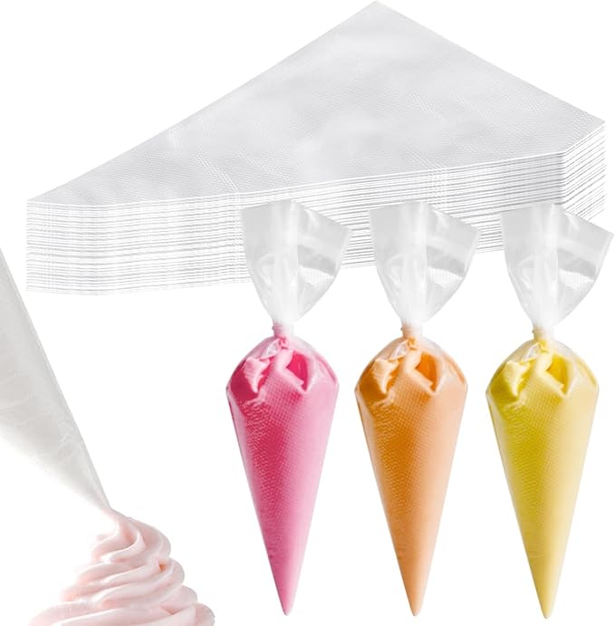 DLOnline 200 Pcs Disposable Cream Pastry Bag Cake Icing Piping Decorating Tool Cupcake Decorating Piping Icing Bag (Red)