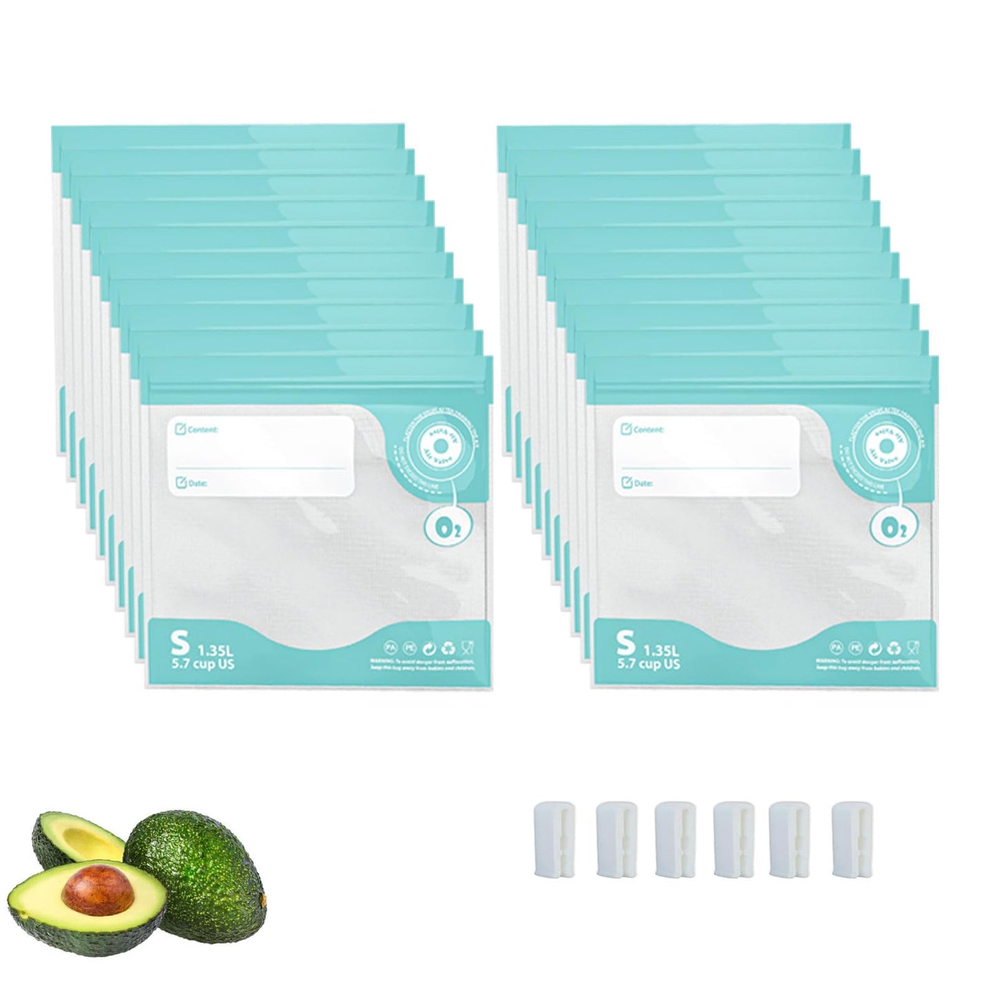 CABIBOX 20pcs Vacuum Sealer for food, Sous Vide Bags Reusable, BPA Free Food Vacuum Sealer Bags, Vacuum Zipper Bags Perfect for chicken breasts, fish fillets, veggies and daily meal prep.(8x12 Inch)