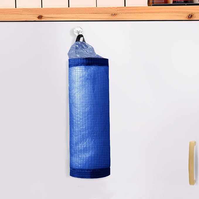 TOGETRUE Plastic Bag Holder, Mesh Grocery Bag Holder Hanging Storage Bag Dispenser (Navy Blue 2 Packs)