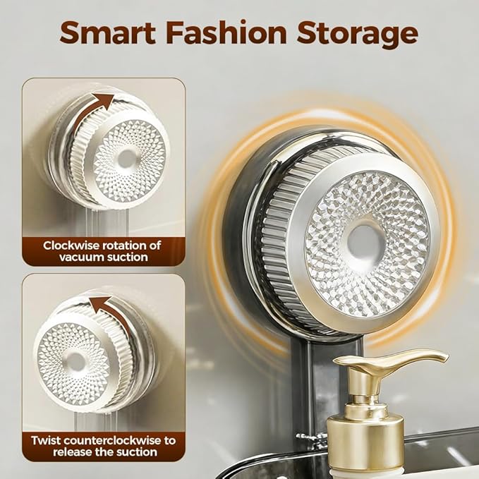 No-Drill Bathroom Suction Storage Box, 2026 Upgrade Removable Bathroom Hanging Suction Storage Box, Corrugated Suction Cup Storage Holder for Home, Bathroom Shower Caddy (Grey)