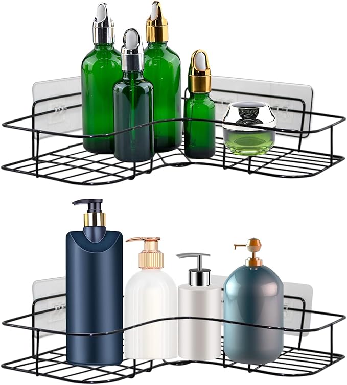 8 Pack Shower Caddy Adhesive for Replacement, Strong Transparent Adhesive for Shower Caddy Sticky Pads, No Drilling for Corner Shelf Basket, Bathroom Storage Shelves, Kitchen Racks and Soap Holder