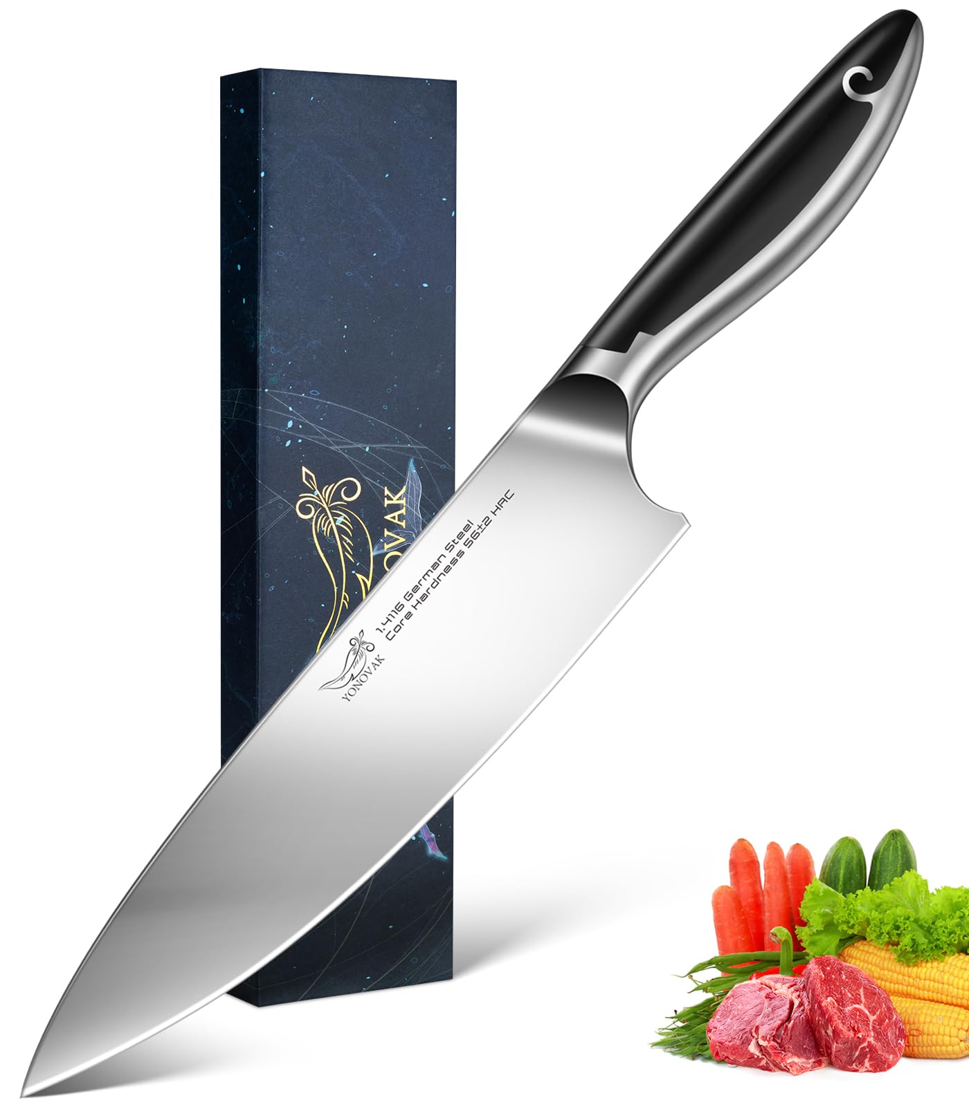 YONOVAK 8'' Chef Knife，German Ultra Sharp Kitchen Knife Gifts for Women/Men