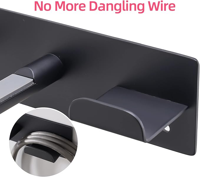 Hair Dryer Holder Wall Mounted, Self Adhesive Blow Dryer Holder Hair Dryer Organizer Hair Dryer Holder Wall Mounted Compatible with Dyson Blow Dryer Black Banjekt