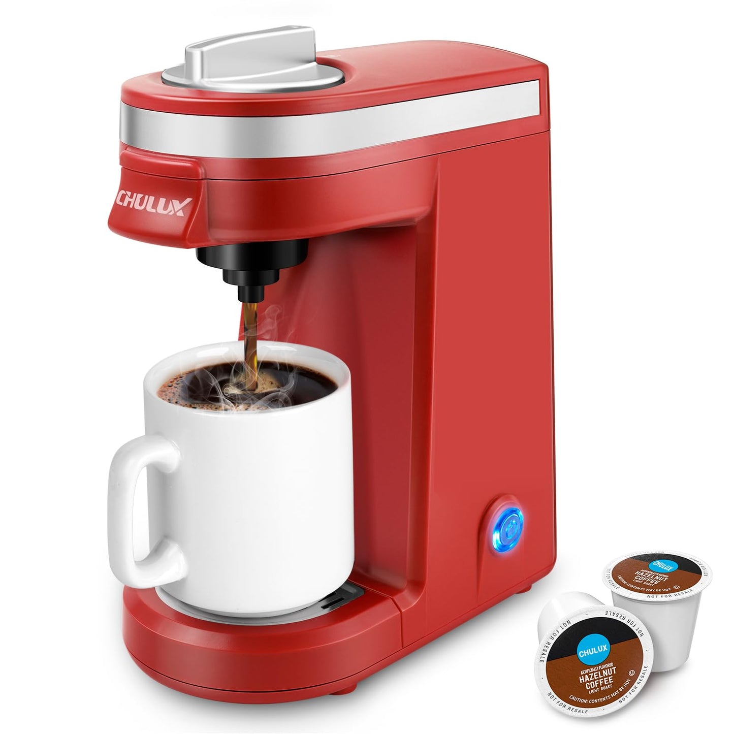 CHULUX Mini Single Serve Coffee Maker, Portable Pod Coffee Machine, White