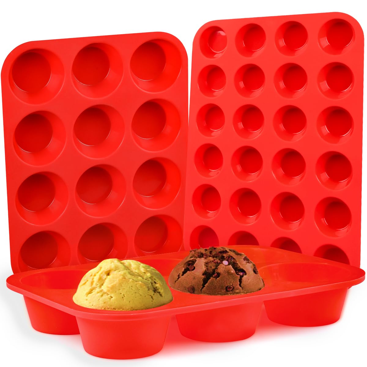 12 Cups Silicone Muffin Pans for Baking Cupcake Pan Nonstick Silicone Molds