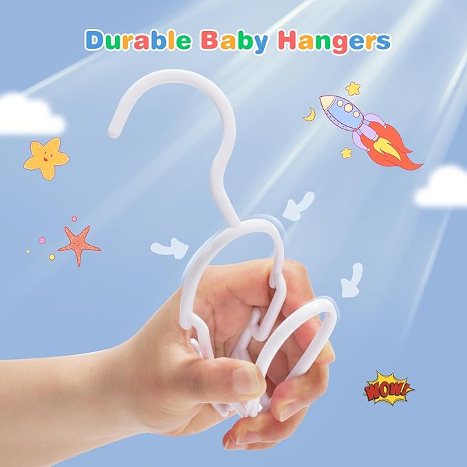GoodtoU Baby Clothes Hangers 60 Pack, Baby Plastic Hangers for Closet, Infant Toddler Nursery Hangers with Shoulder Grooves, Space-Saving Lightweight Childrens Hangers for Newborn, White