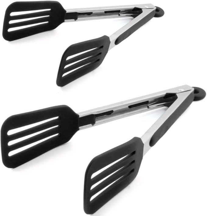 Cooking Tongs 9" and 12" Stainless Steel Kitchen Silicone Serving Tongs