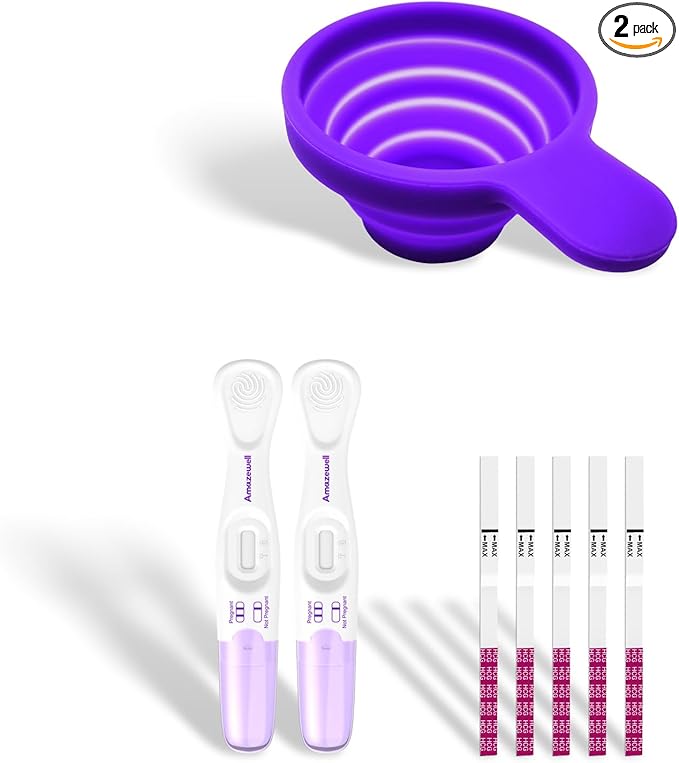 Urine Cups for Ovulation and Pregnancy Test, Reusable & Collapsible Pee Cups for Women Home Fertility Testing, Pregnancy Strips, Over 99% Accuracy (2 Early+5HCG+1 Urine Cup)