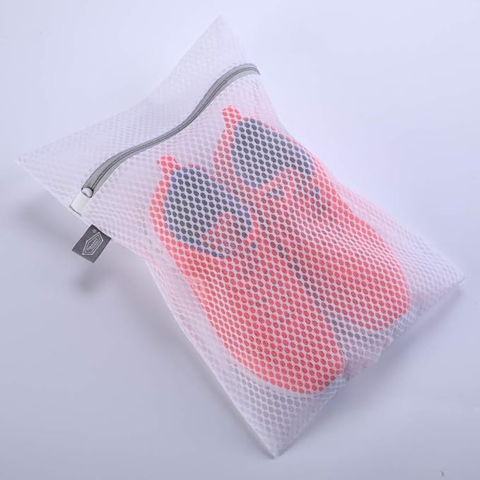 Kimmama Laundry Mesh Wash Bags, Lingerie Bags for Washing Delicates, Mesh Laundry Bags for Washing Machine, White Net, Grey Zipper, 1L & 1M