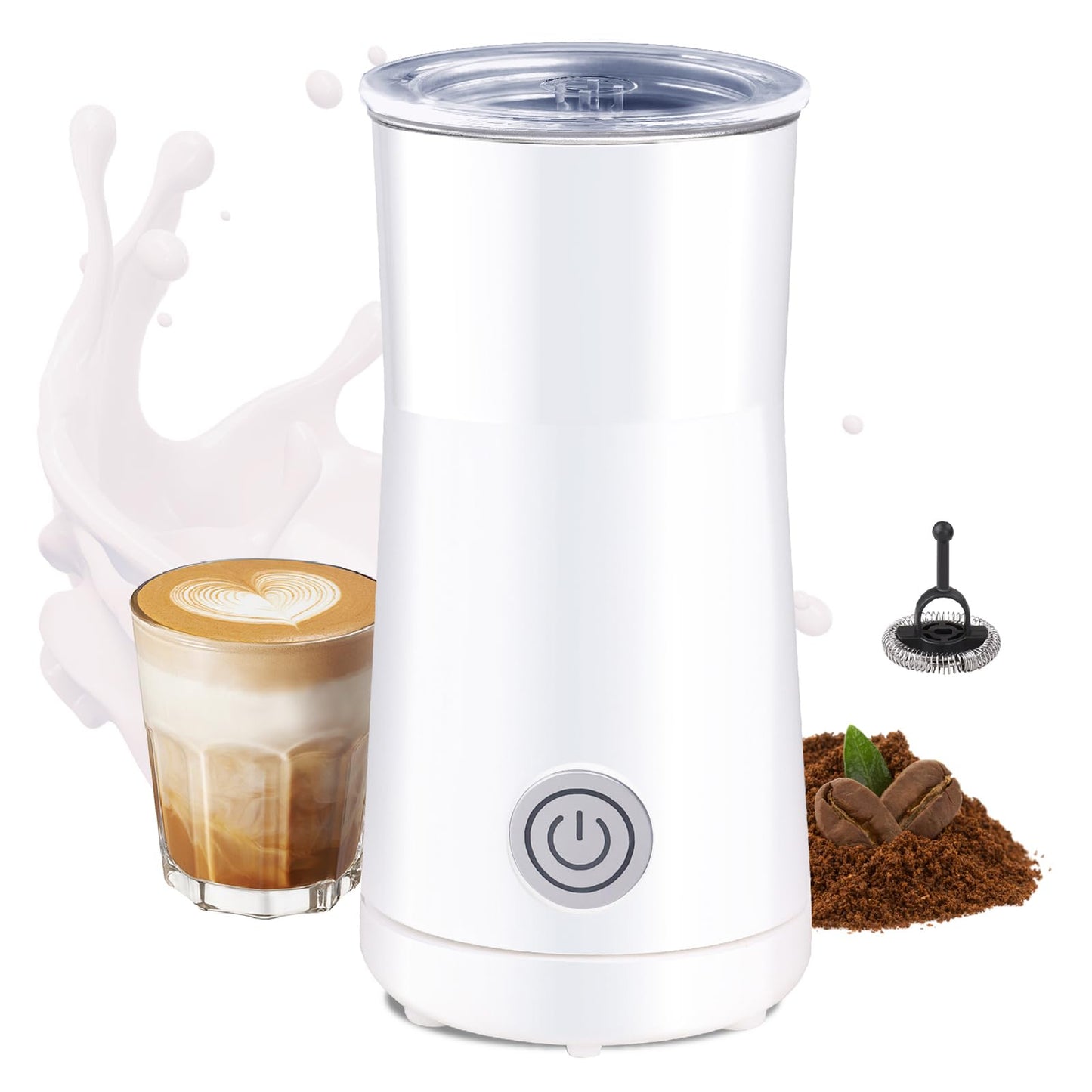 Huogary Milk Frother Simple Milk Frother and Steamer 2-in-1 Milk Steamer with Hot Milk Foam and Hot Milk for Latte, Macchiato, Cappuccinos, Blue