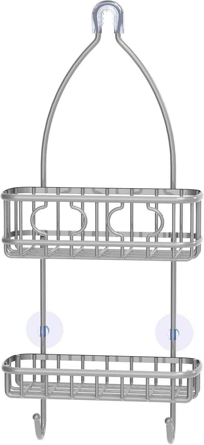 Simple Houseware Bathroom Hanging Shower Head Caddy Organizer, Silver (24 x 10.2 x 4.2 inches)