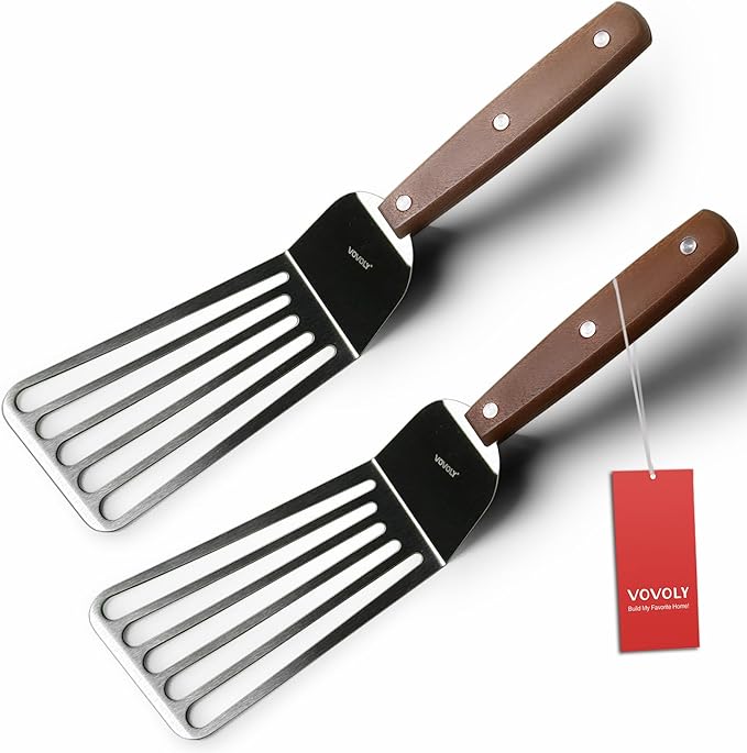 Offset Fish Spatula Turner, 2 Pack 13" Stainless Steel Slotted Spatulas