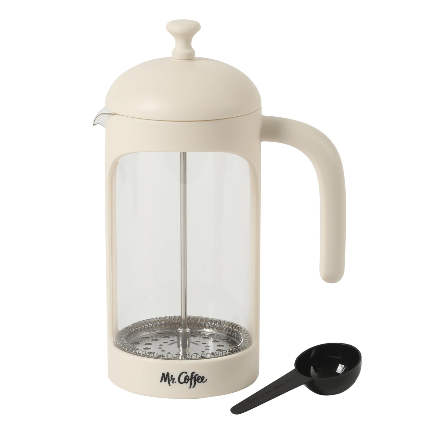 Mr. Coffee Daily Brew French Press Coffee Maker, 30-Ounce Glass Carafe with High Heat Resistant Durable Borasilicate Glass & Copper Metal Frame and Plunger, Includes Coffee Scoop