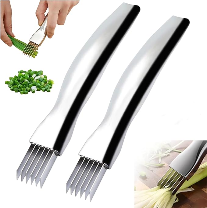 Morekfly Shred Silk The Knife, 2026 Upgrade Green Onion Cutter Stainless Steel Chopped Kitchen Slicing Tool Cutter for Vegetables Onion Garlic, Multifunctional Kitchen Food Vegetable Cutters (4Pack)