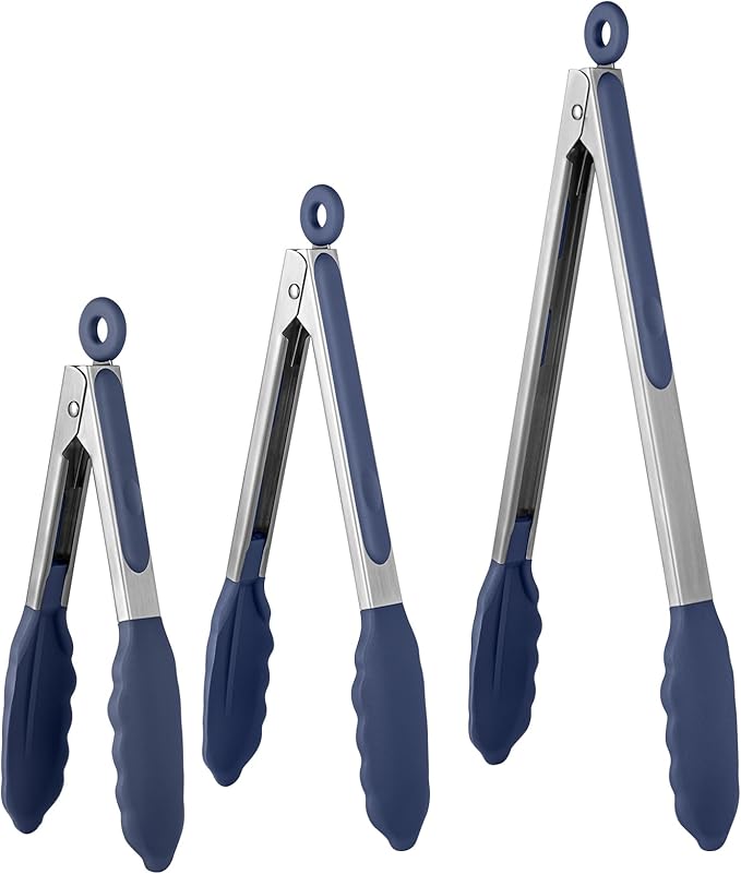U-Taste Kitchen Tongs for Cooking, 600ºF Heat-Resistant Tps, 3Pcs/Purple