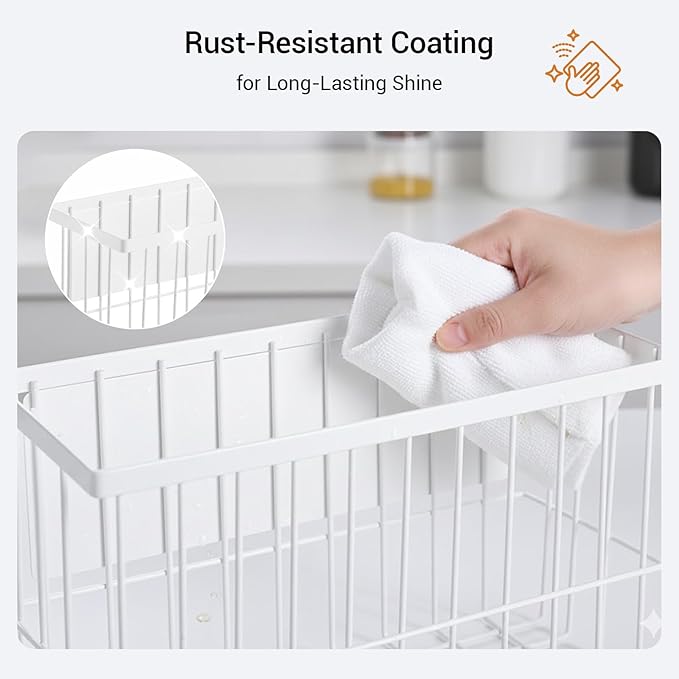2 Pcs Magnetic Basket Fridge Dryer Ball Holder for Laundry Room Organization and Storage, Magnetic Lint Bin Home Organization for Laundry Room, Kitchen & Office Class School (White, L&XL-2pcs)
