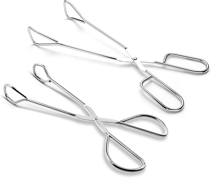 Hiash 9-Inch and 11-Inch Heavy Duty Stainless Steel Kitchen Tongs - Comfortable Ergonomic Grip, Scissor Design, Heat Resistant for BBQ and Cooking